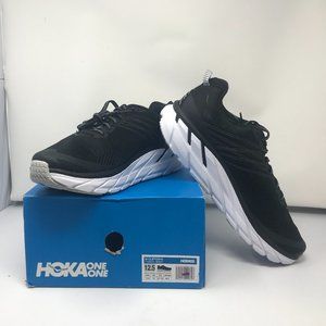 Hoka One One Men's Clifton 6 Running Shoe, Black/White, 12.5 US